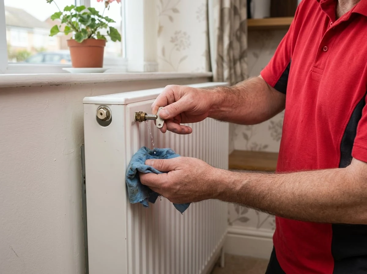 Sunbury Plumbers engineer working on central heating in Sunbury-on-Thames